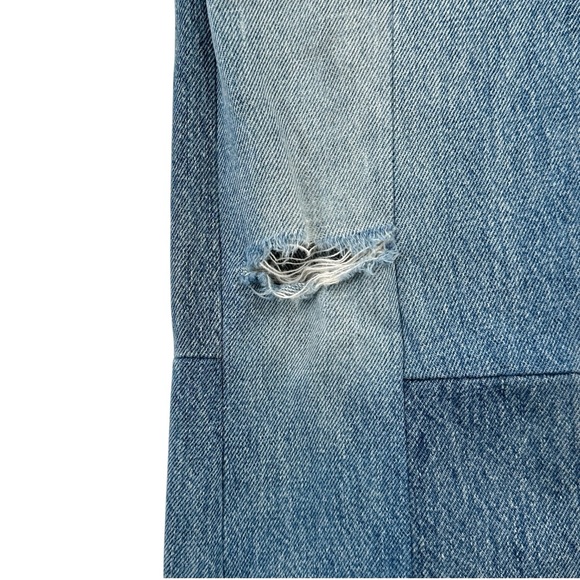 RE/DONE x Levi’s Reconstructed Frayed Raw Hem Straight Leg Blue Jeans sz 24 - Picture 3 of 8